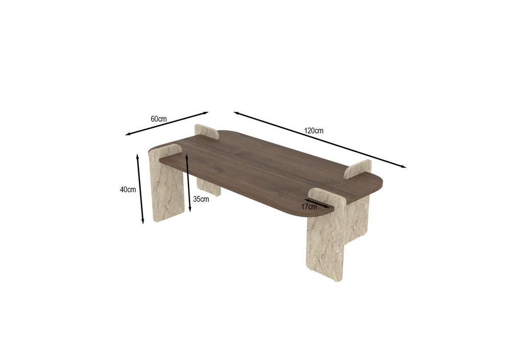 Leapiri - Table Basse - Walnut/Travertine