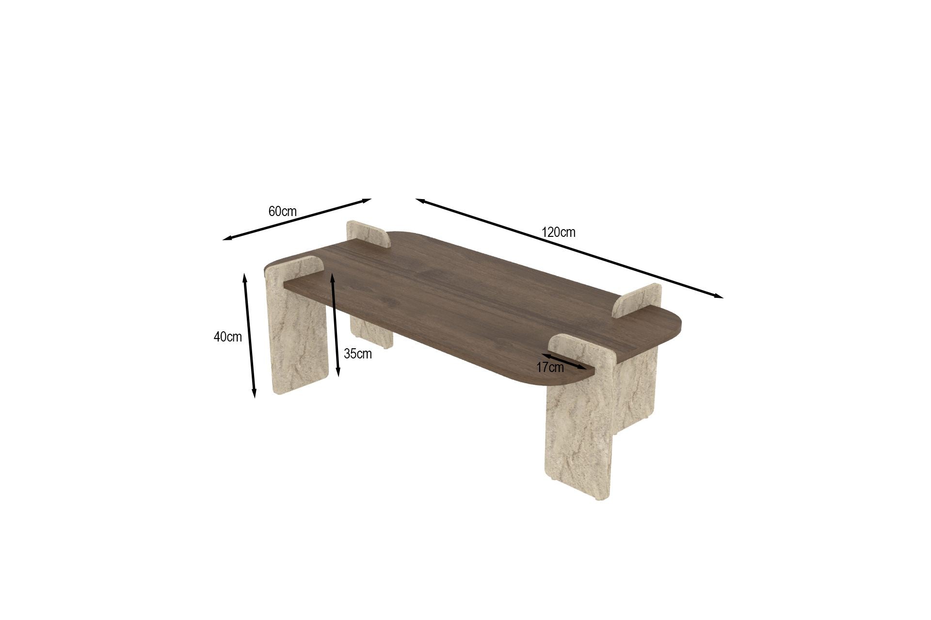 Leapiri - Table Basse - Walnut/Travertine