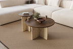 Private - Set de Tables Basses - Walnut/Travertine