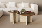 Private - Set de Tables Basses - Walnut/Travertine