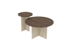 Private - Set de Tables Basses - Walnut/Travertine