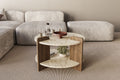 Oalla - Table Basse - Travertine/Walnut