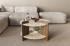 Oalla - Table Basse - Travertine/Walnut