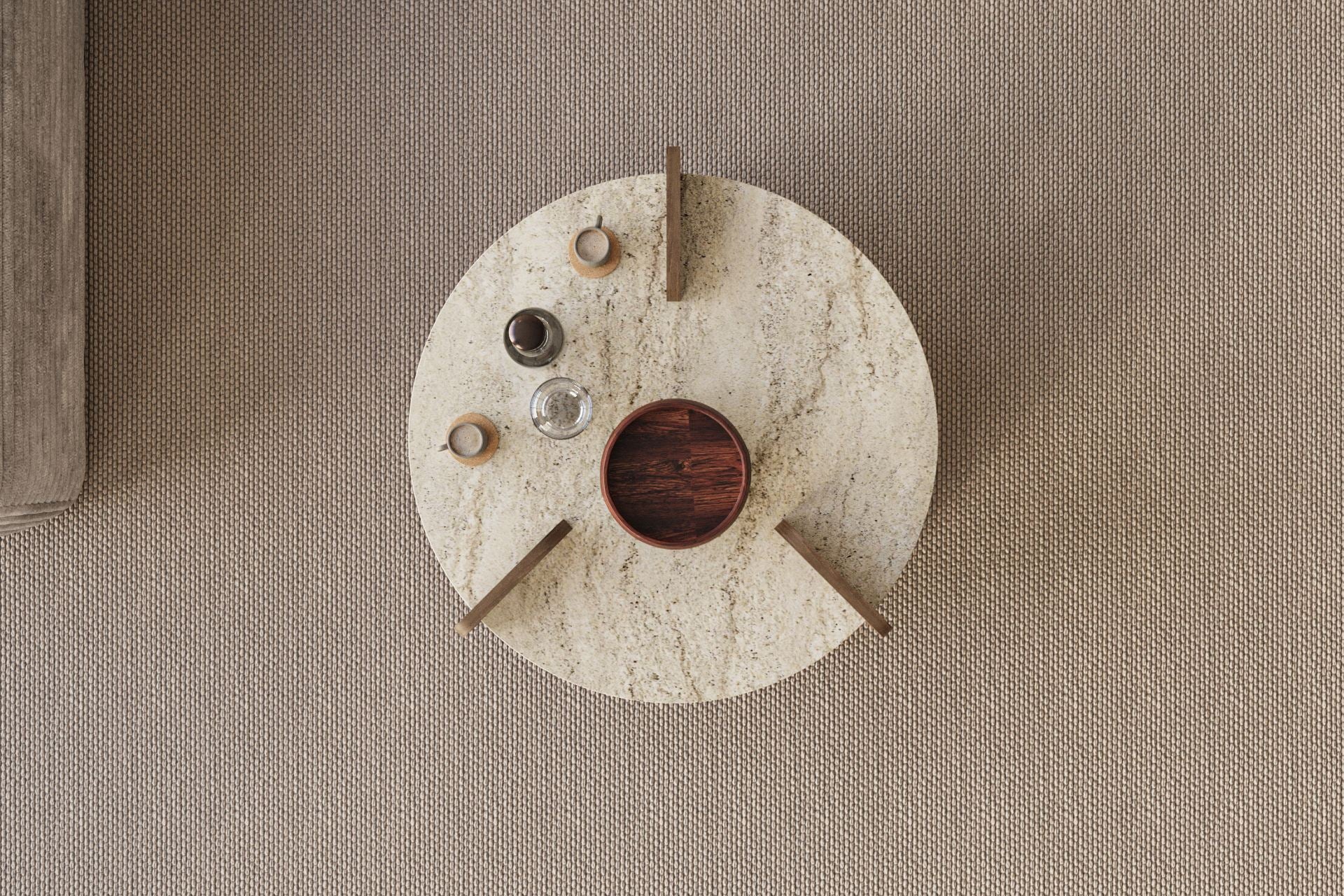 Oalla - Table Basse - Travertine/Walnut