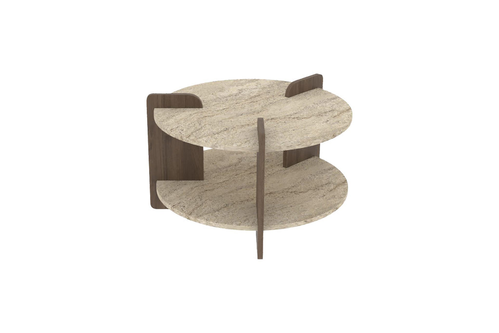 Oalla - Table Basse - Travertine/Walnut