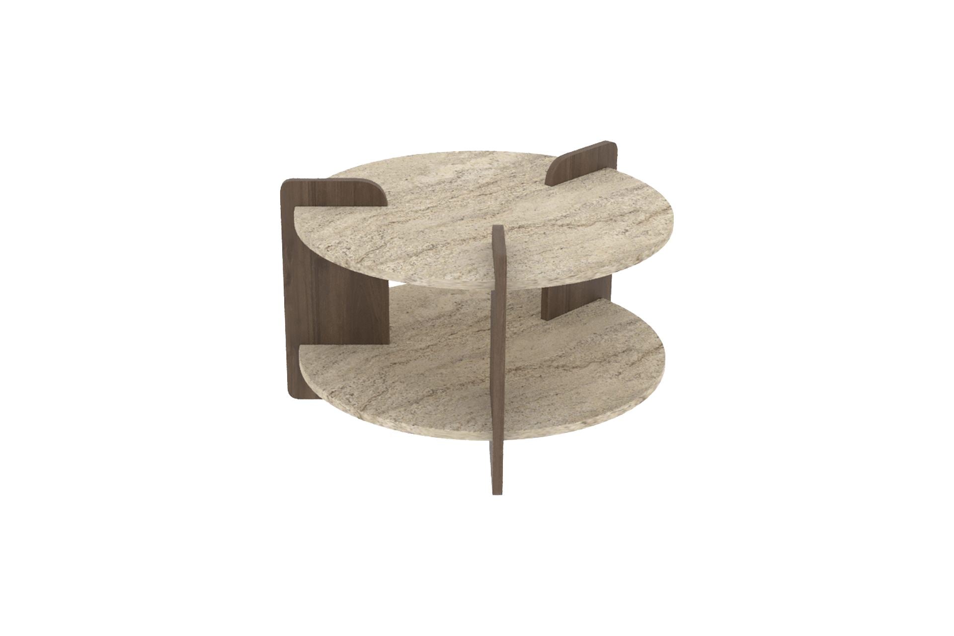 Oalla - Table Basse - Travertine/Walnut