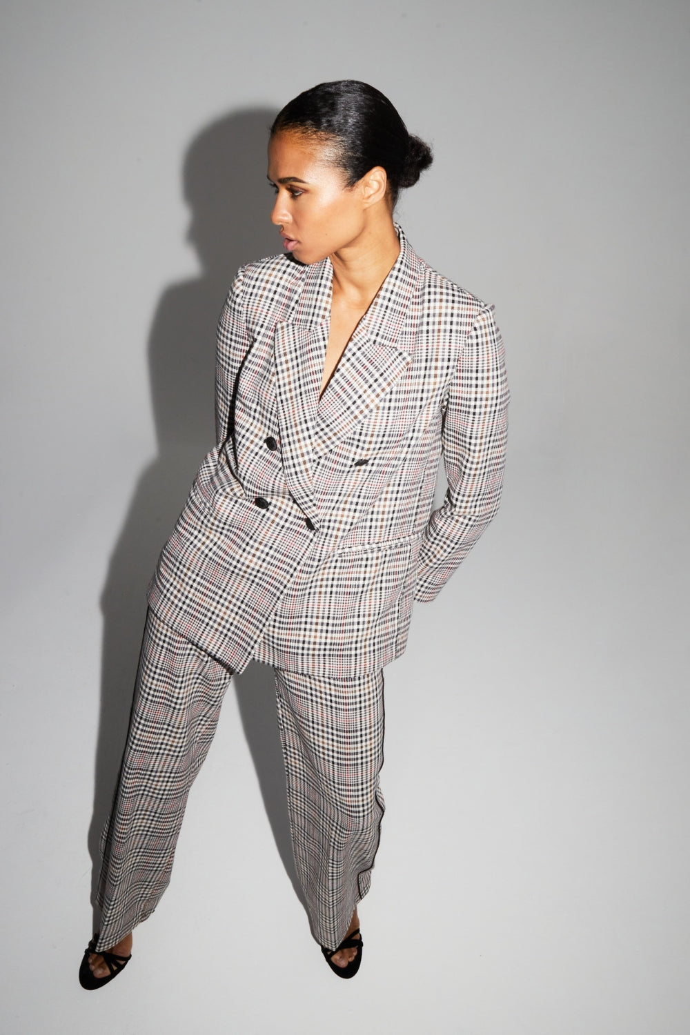 Ema Houndstooth Blazer Lucky Star Red Made In Italy