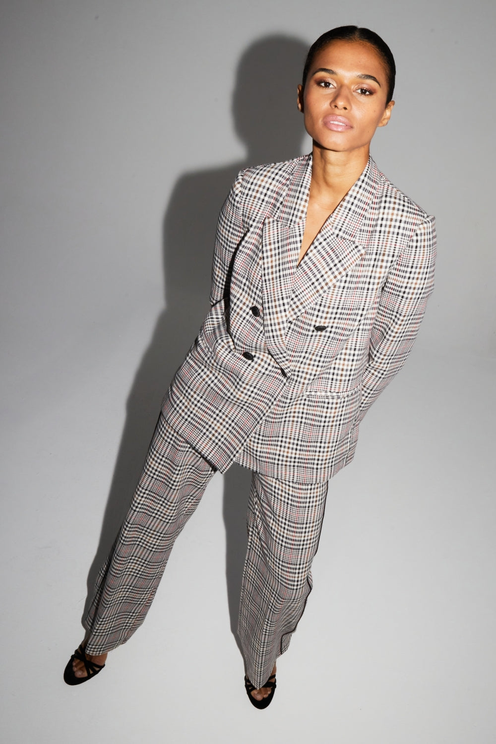Ema Houndstooth Blazer Lucky Star Red Made In Italy