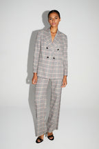 Ema Houndstooth Blazer Lucky Star Red Made In Italy