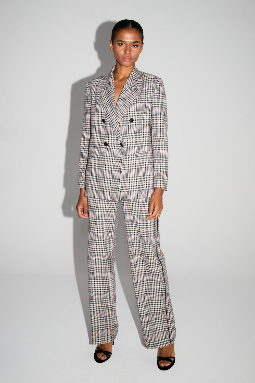 Ema Houndstooth Blazer Lucky Star Red Made In Italy