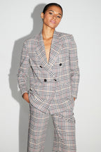 Ema Houndstooth Blazer Lucky Star Red Made In Italy