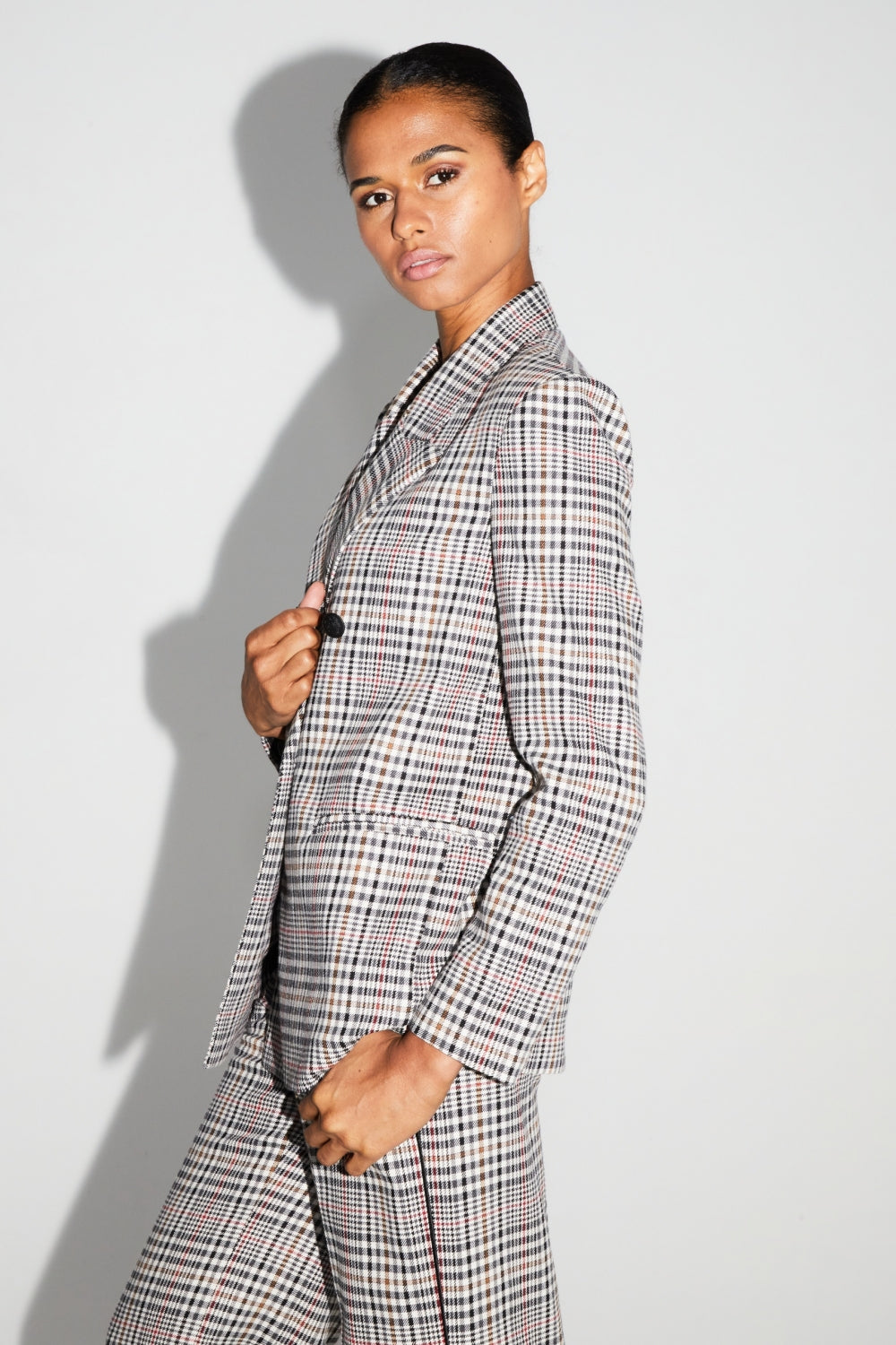 Ema Houndstooth Blazer Lucky Star Red Made In Italy