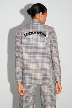 Ema Houndstooth Blazer Lucky Star Red Made In Italy