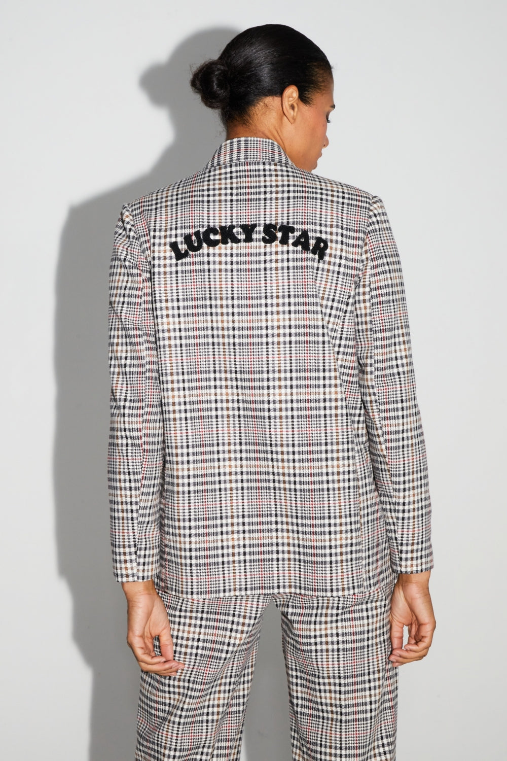 Ema Houndstooth Blazer Lucky Star Red Made In Italy