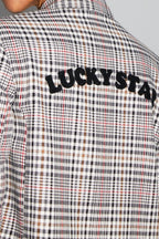 Ema Houndstooth Blazer Lucky Star Red Made In Italy