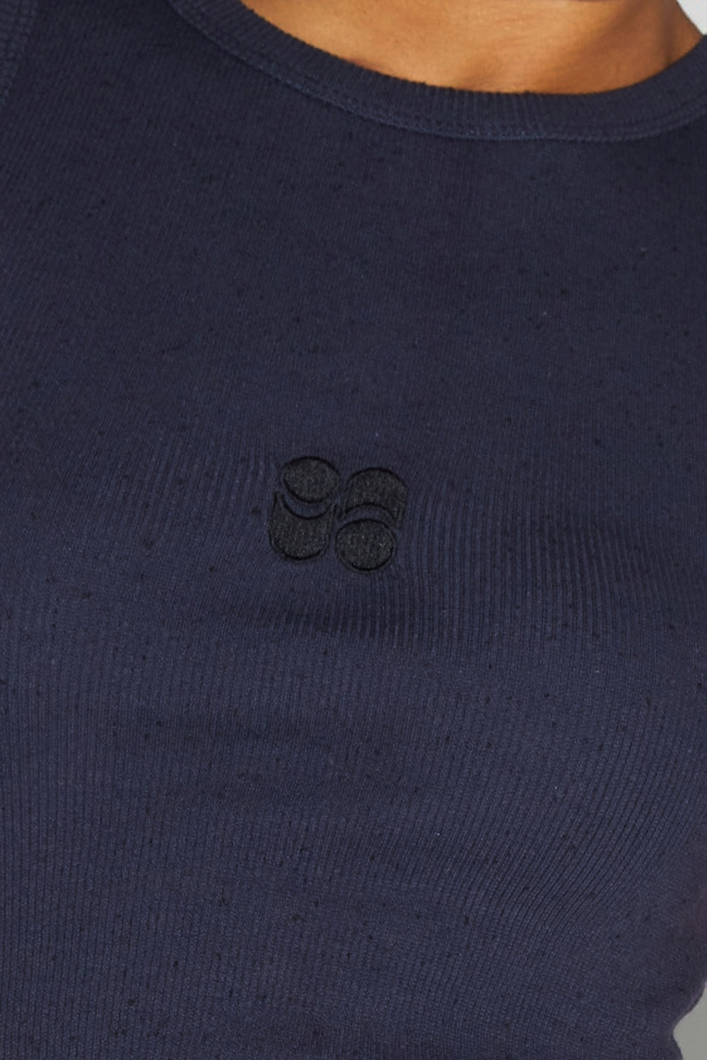 Top Théo Navy Moucheté Fabriqué Au Portugal