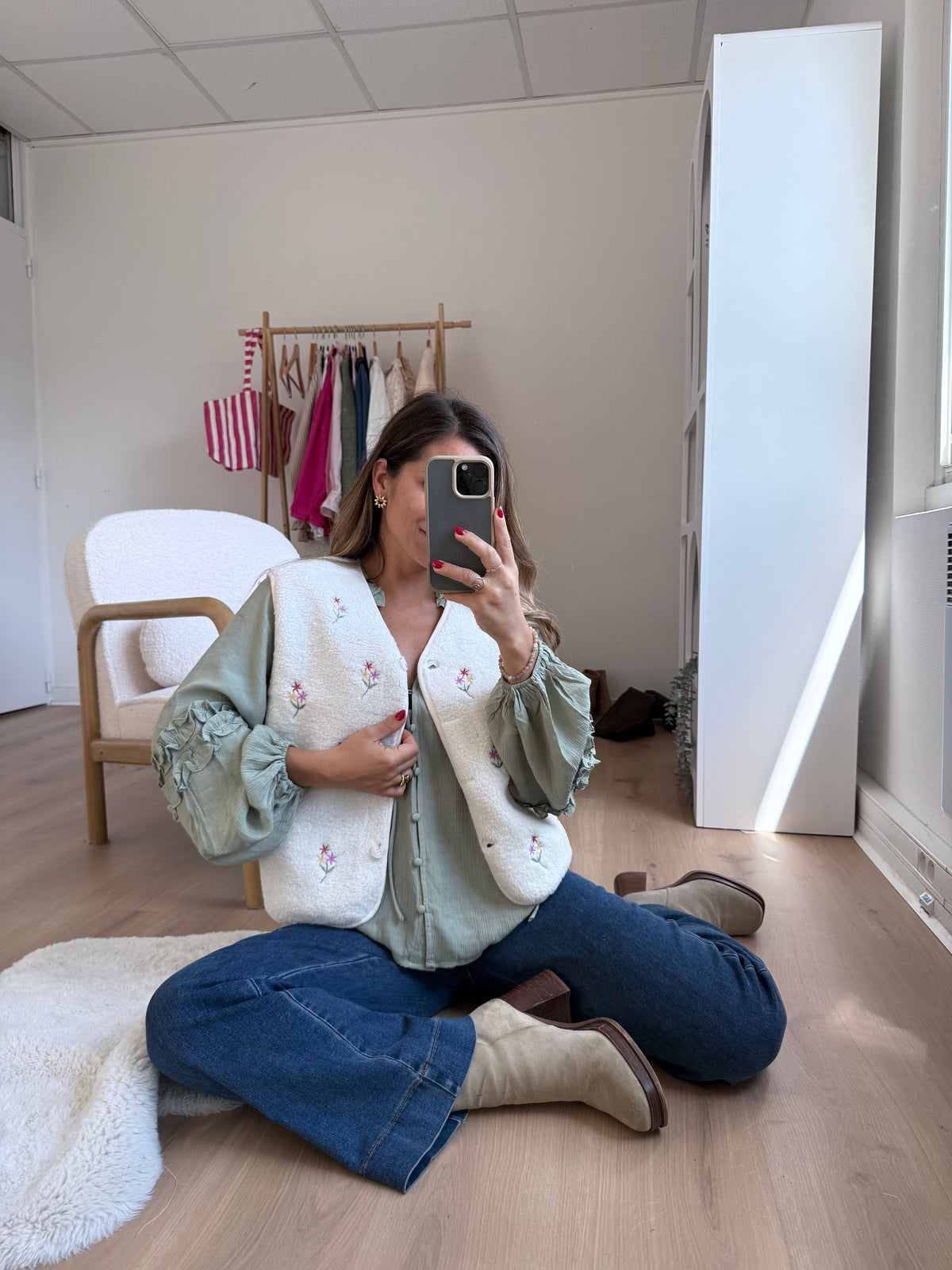 Gilet sans manches fleuri Julia