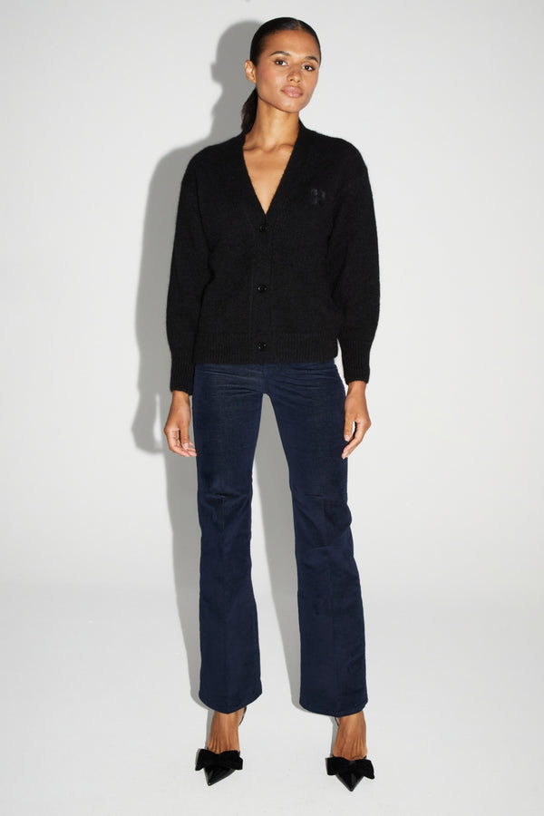 Mira Black Cardigan 100% Extra Virgin Wool Made In Portugal
