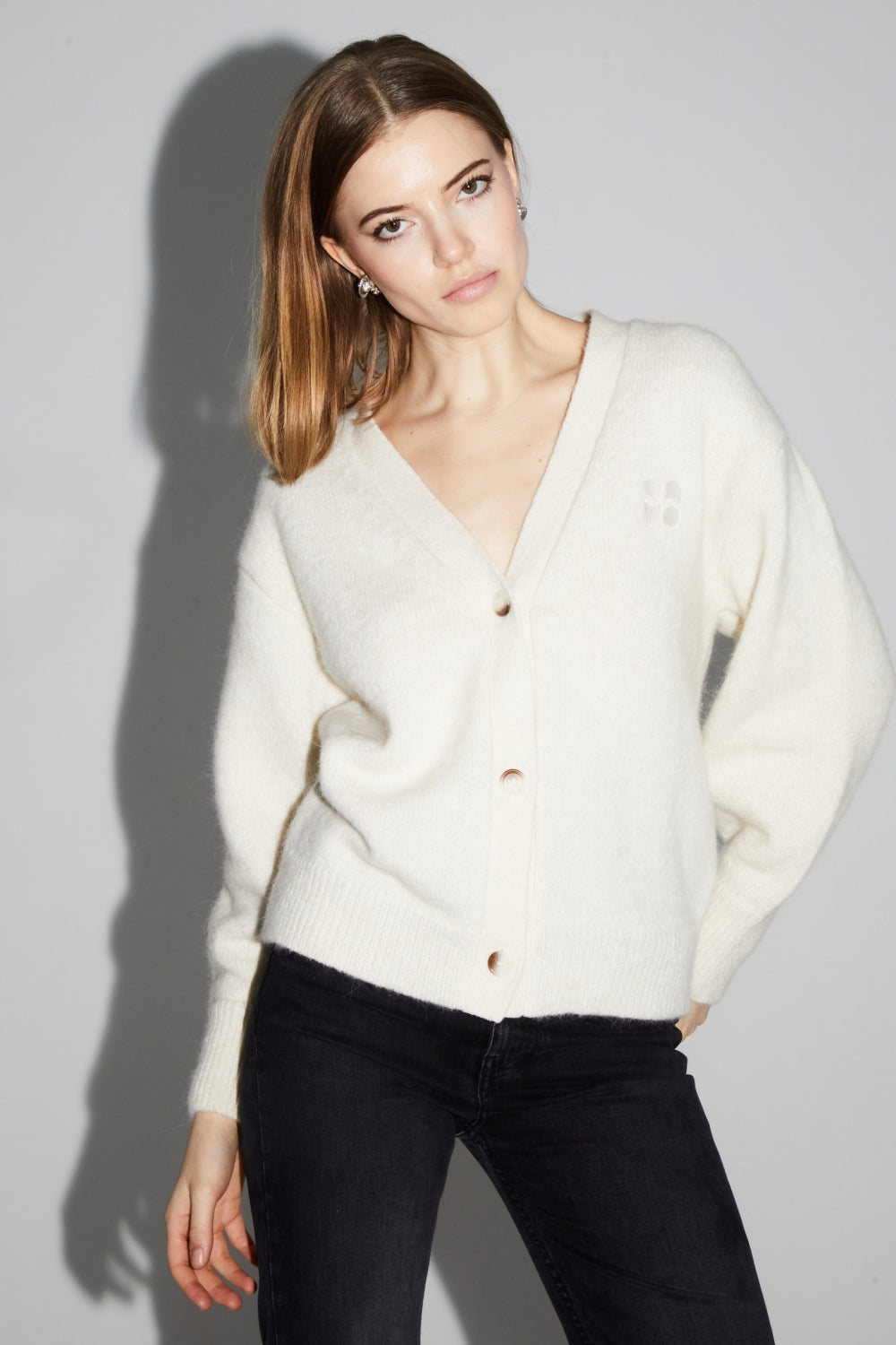 Cardigan Mira Naturale 100% Lana Vergine Superfine Made In Portugal - Bianco