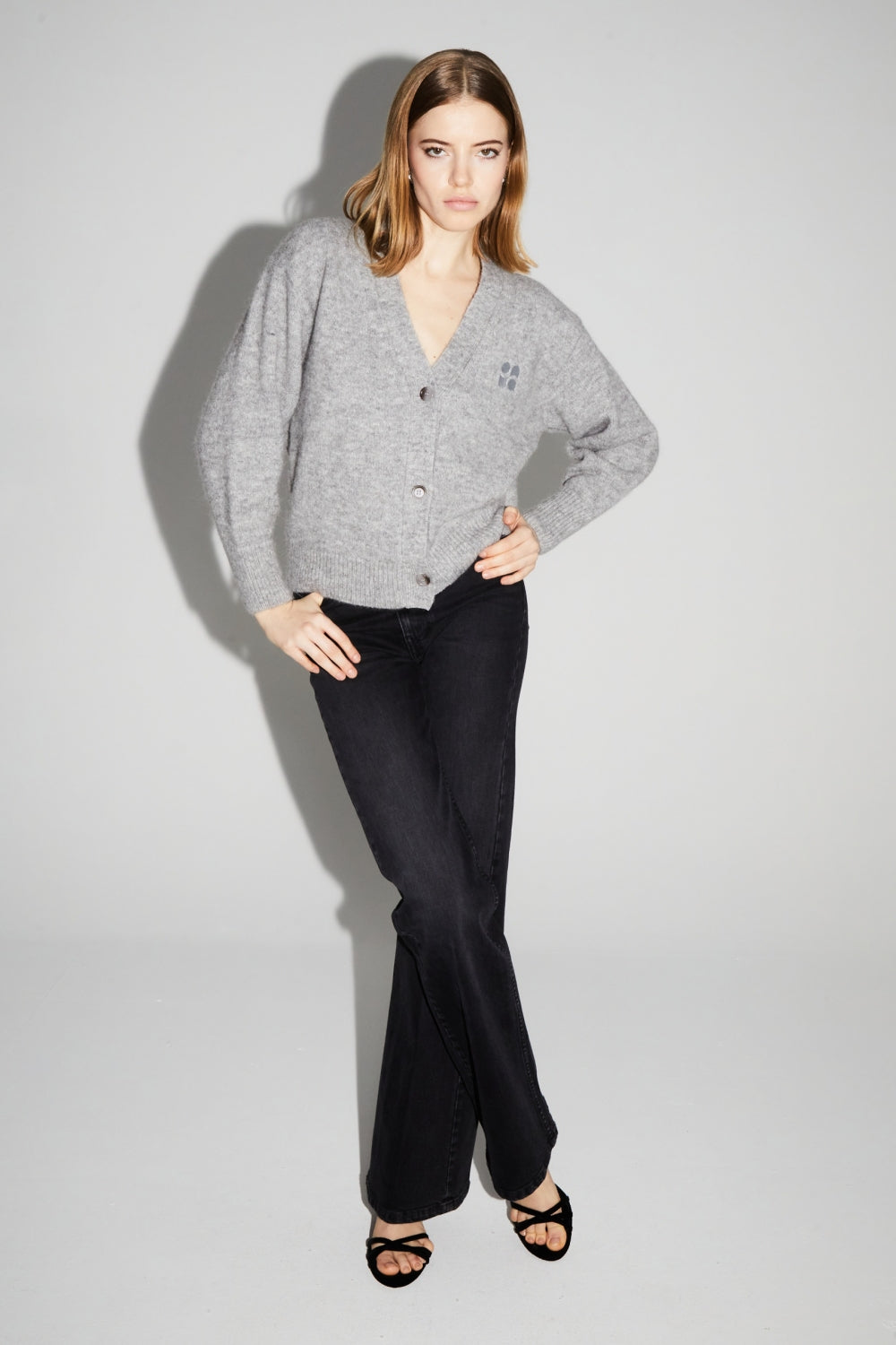 Mira Gray Cardigan 100% Extra Virgin Wool Made in Portugal