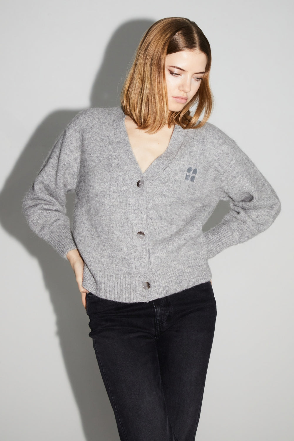 Mira Gray Cardigan 100% Extra Virgin Wool Made in Portugal