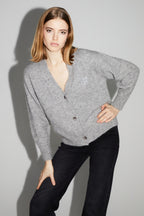 Mira Gray Cardigan 100% Extra Virgin Wool Made in Portugal