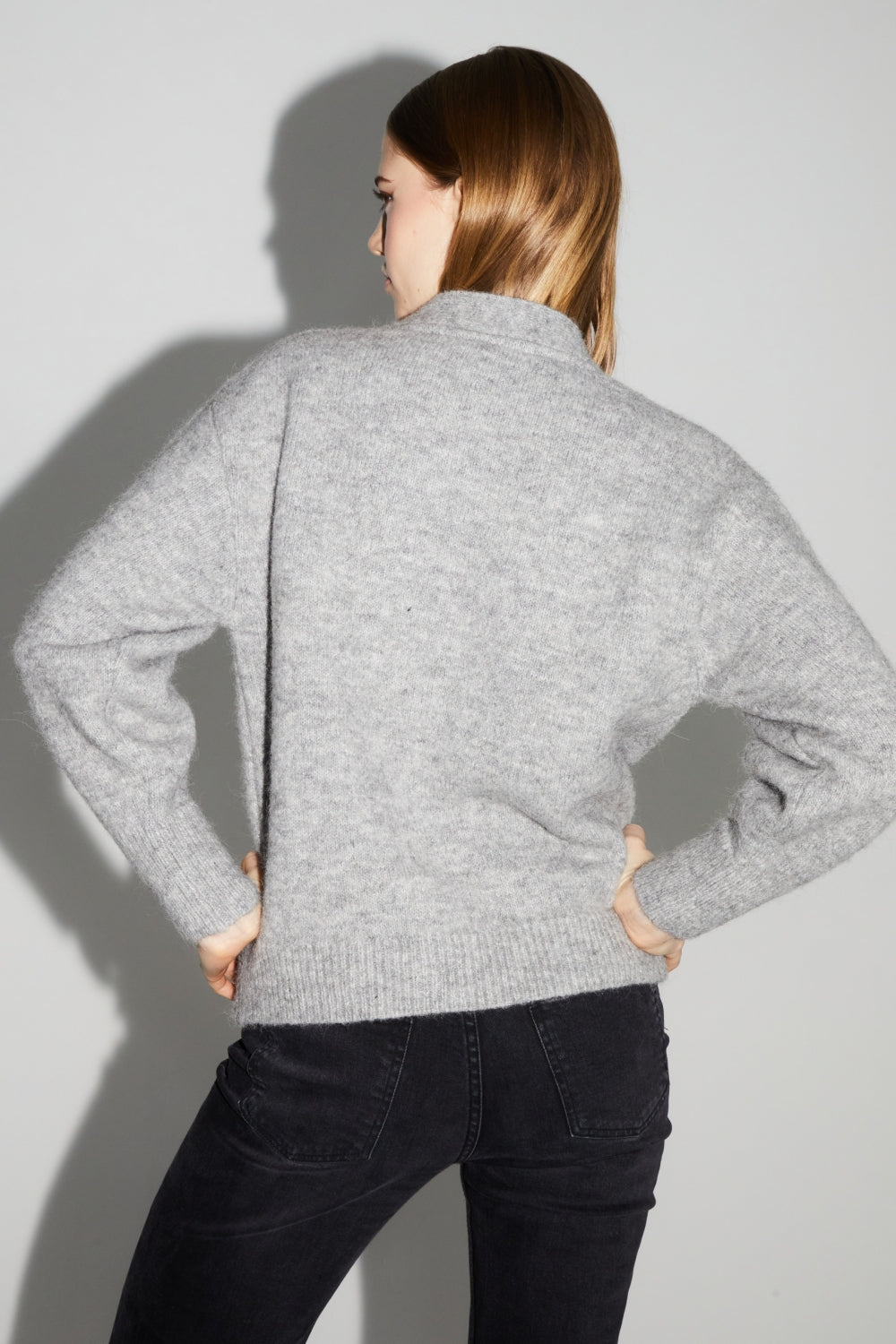 Mira Gray Cardigan 100% Extra Virgin Wool Made in Portugal