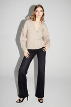 Mira Beige Cardigan 100% Extra Virgin Wool Made In Portugal