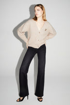 Mira Beige Cardigan 100% Extra Virgin Wool Made In Portugal
