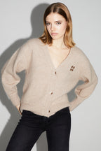 Mira Beige Cardigan 100% Extra Virgin Wool Made In Portugal