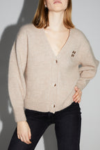 Mira Beige Cardigan 100% Extra Virgin Wool Made In Portugal