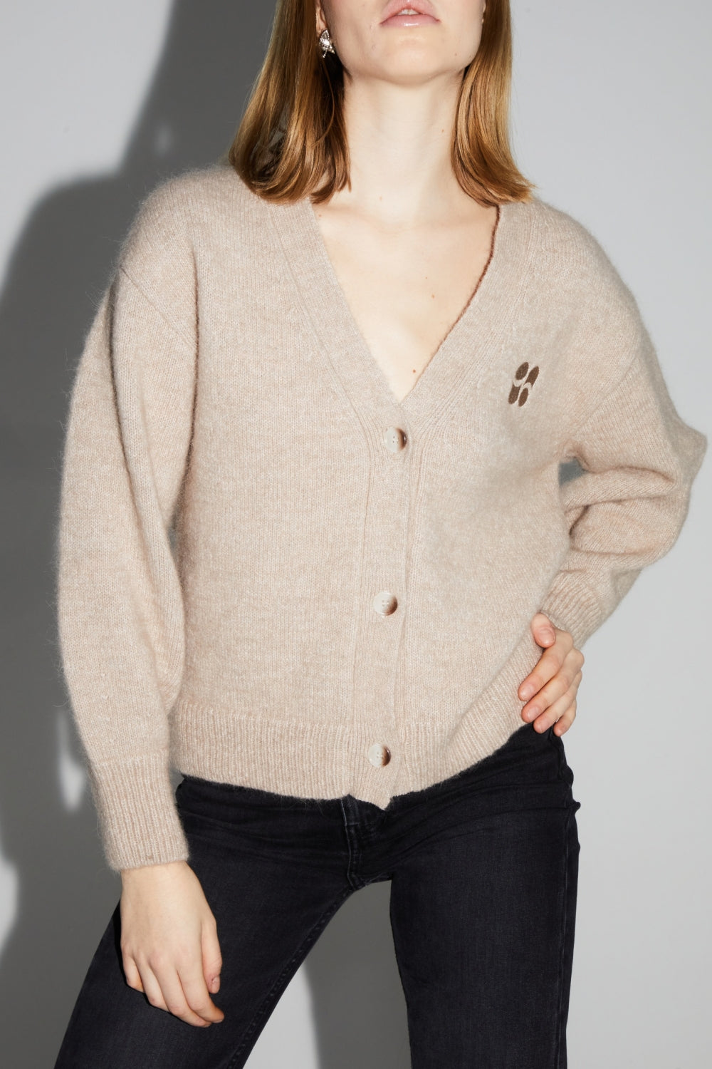 Mira Beige Cardigan 100% Extra Virgin Wool Made In Portugal