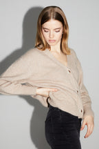 Mira Beige Cardigan 100% Extra Virgin Wool Made In Portugal