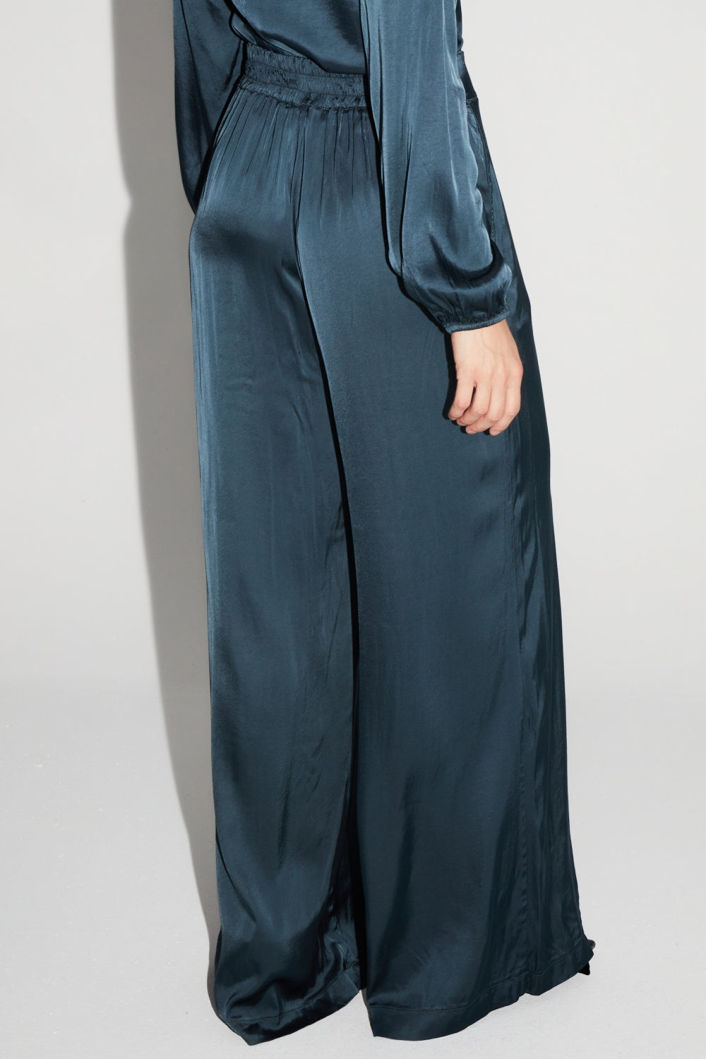 Charlie Satin Viscose Trousers Atlantic Blue Made In Italy