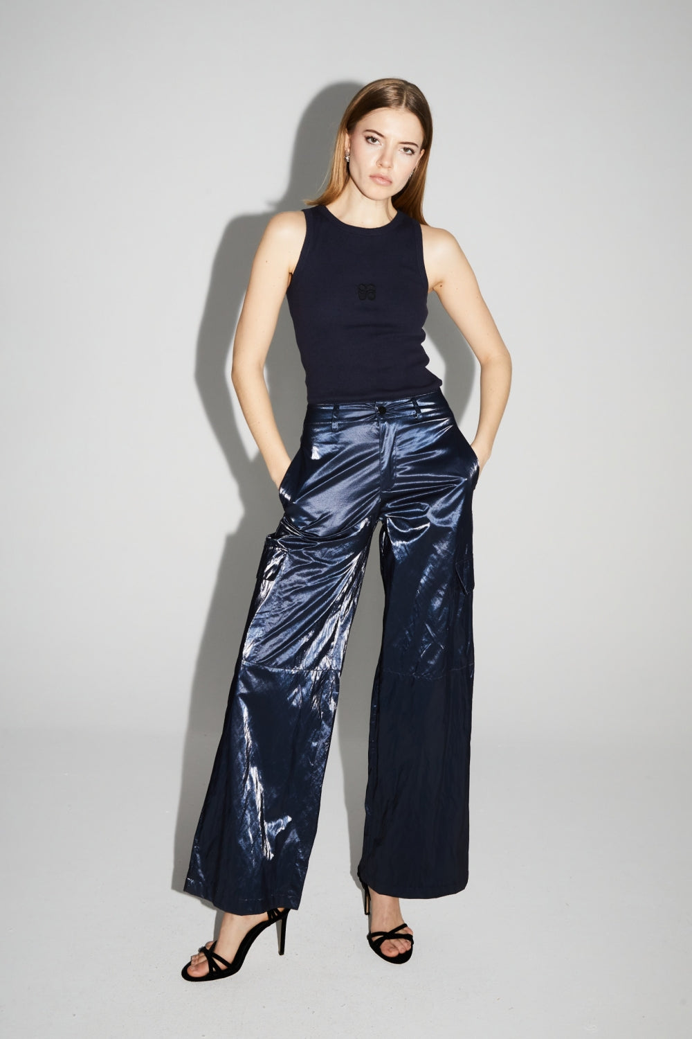 Pantalón Cargo Nolan Mercurio Blue Fabricado En Italia - Azul