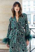 Veste Diane Plumes - Green Cosmic