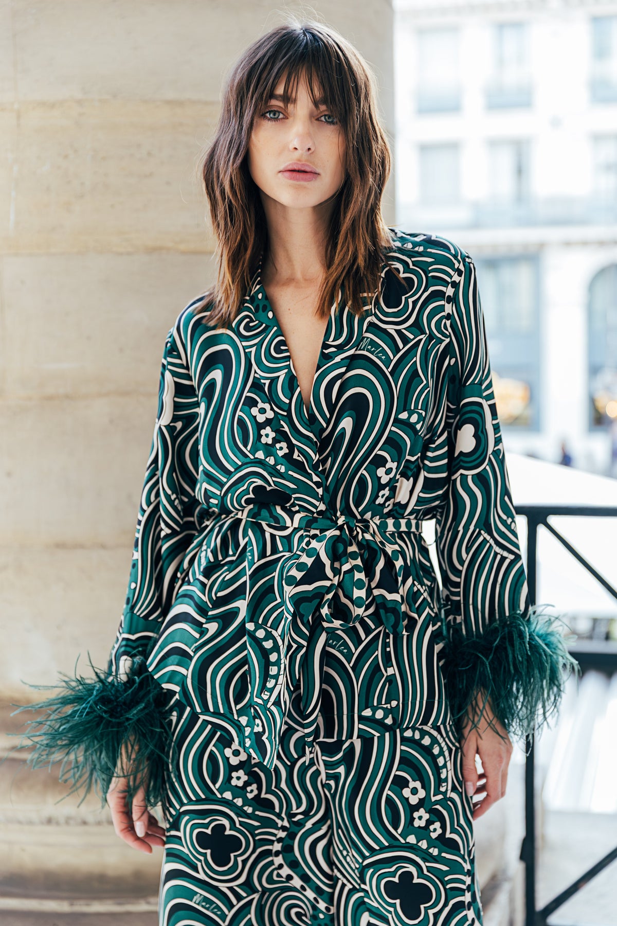 Veste Diane Plumes - Green Cosmic
