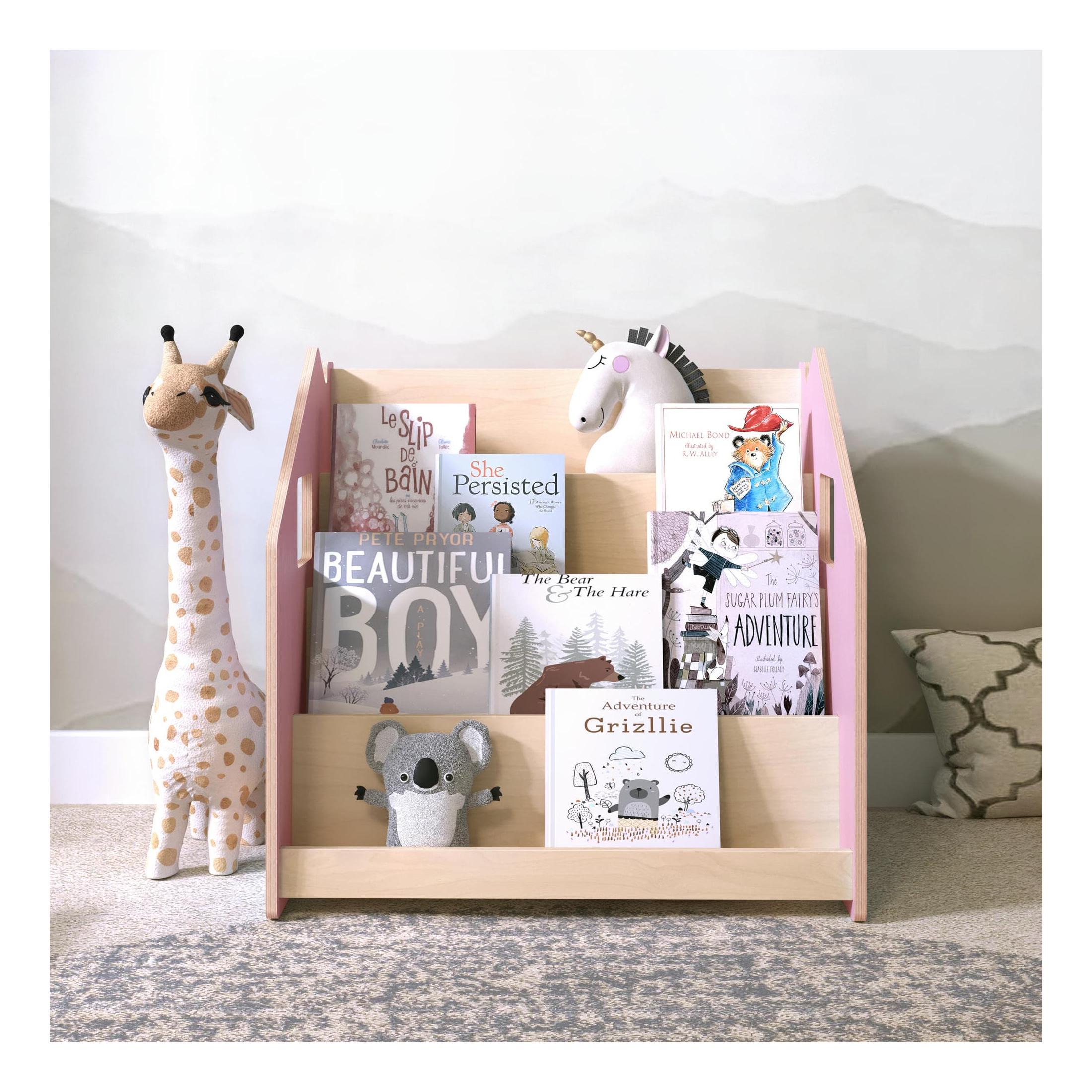 Bibliothèque Enfant – Bleu Clair & Rose