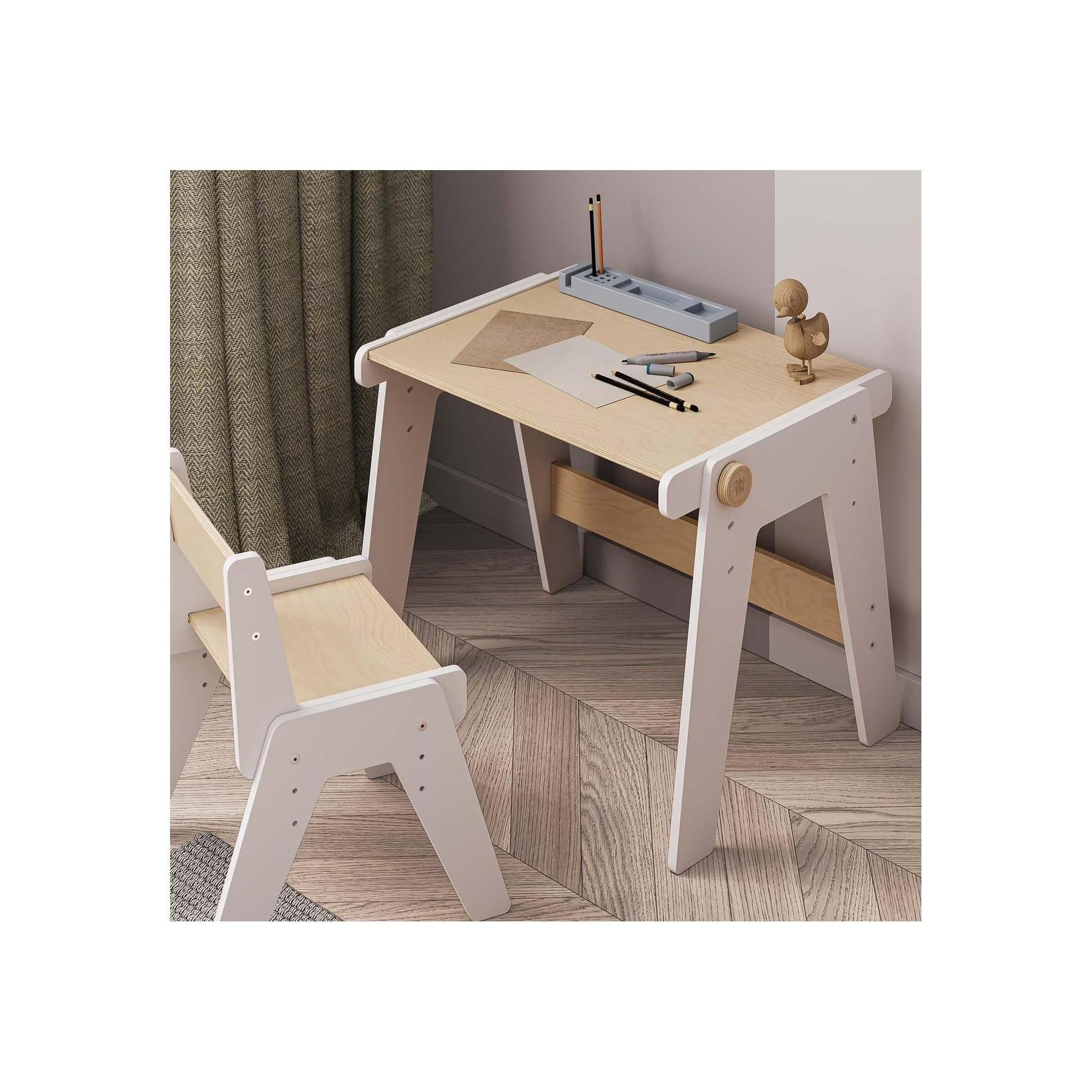 Dúo Mesa y Silla Evolutivas – Blanco