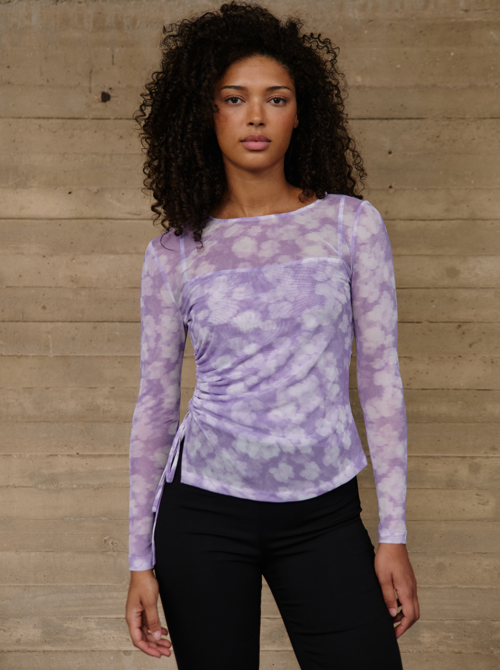 Top de malla lila