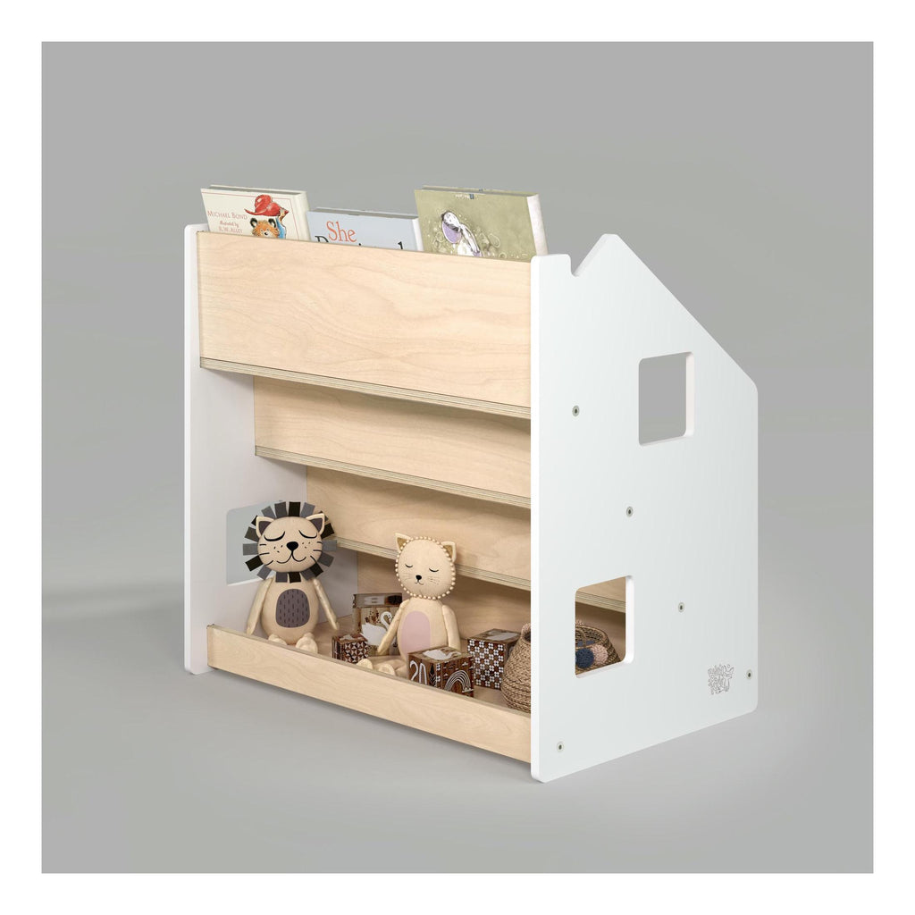 Librería y Estantería Para Juguetes Dúo – Blanco y Gris