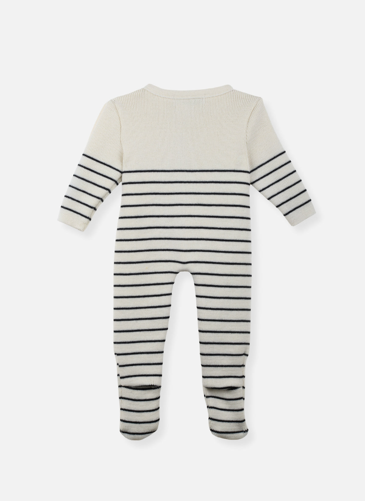 Little Sailor Footed Jumpsuit - Ecru With Navy Stripes