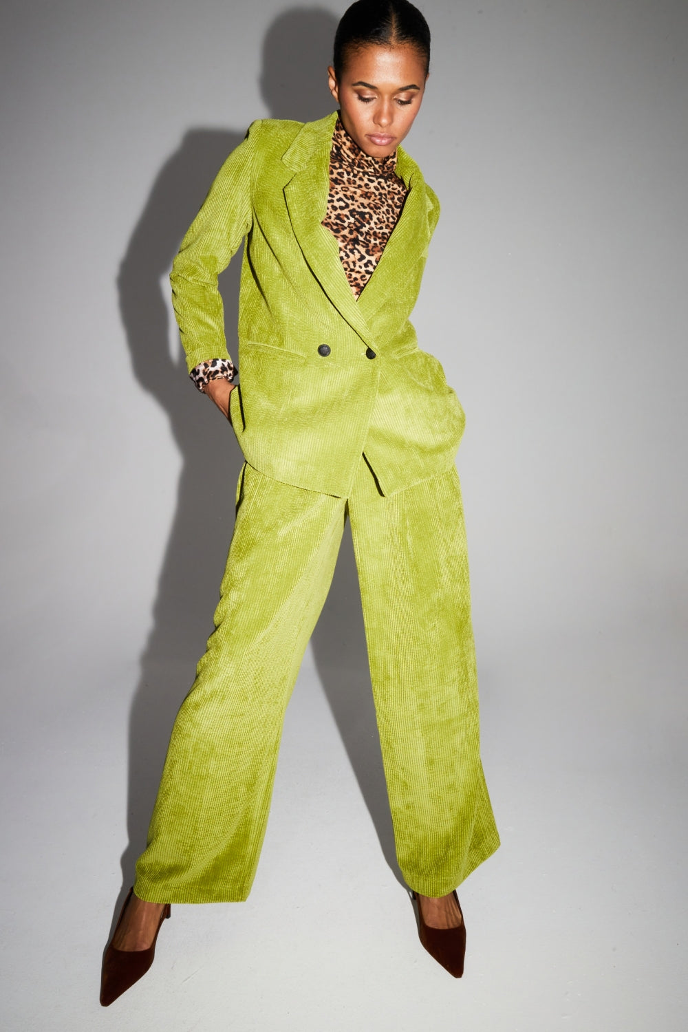 Astrid Anise Vintage Corduroy Trousers Made In Italy - Green