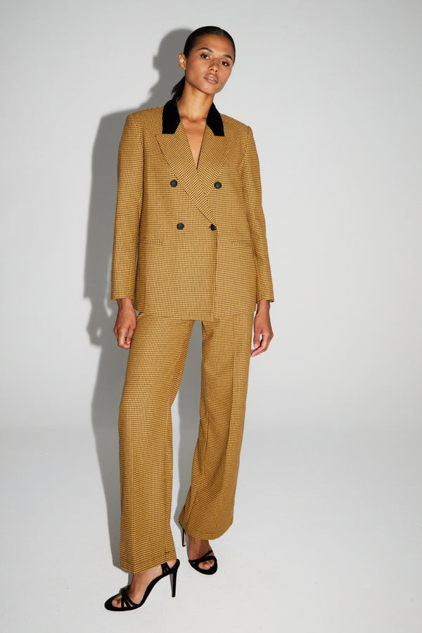Clark Houndstooth Pants Yellow Made In Italy