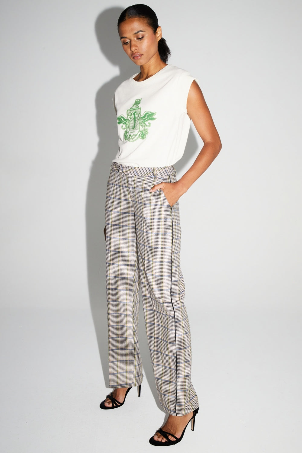 Clark Houndstooth Blue Trousers Made in Italy