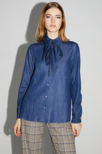 Camisa Lou Lyocell Blue Fabricada En Italia - Azul