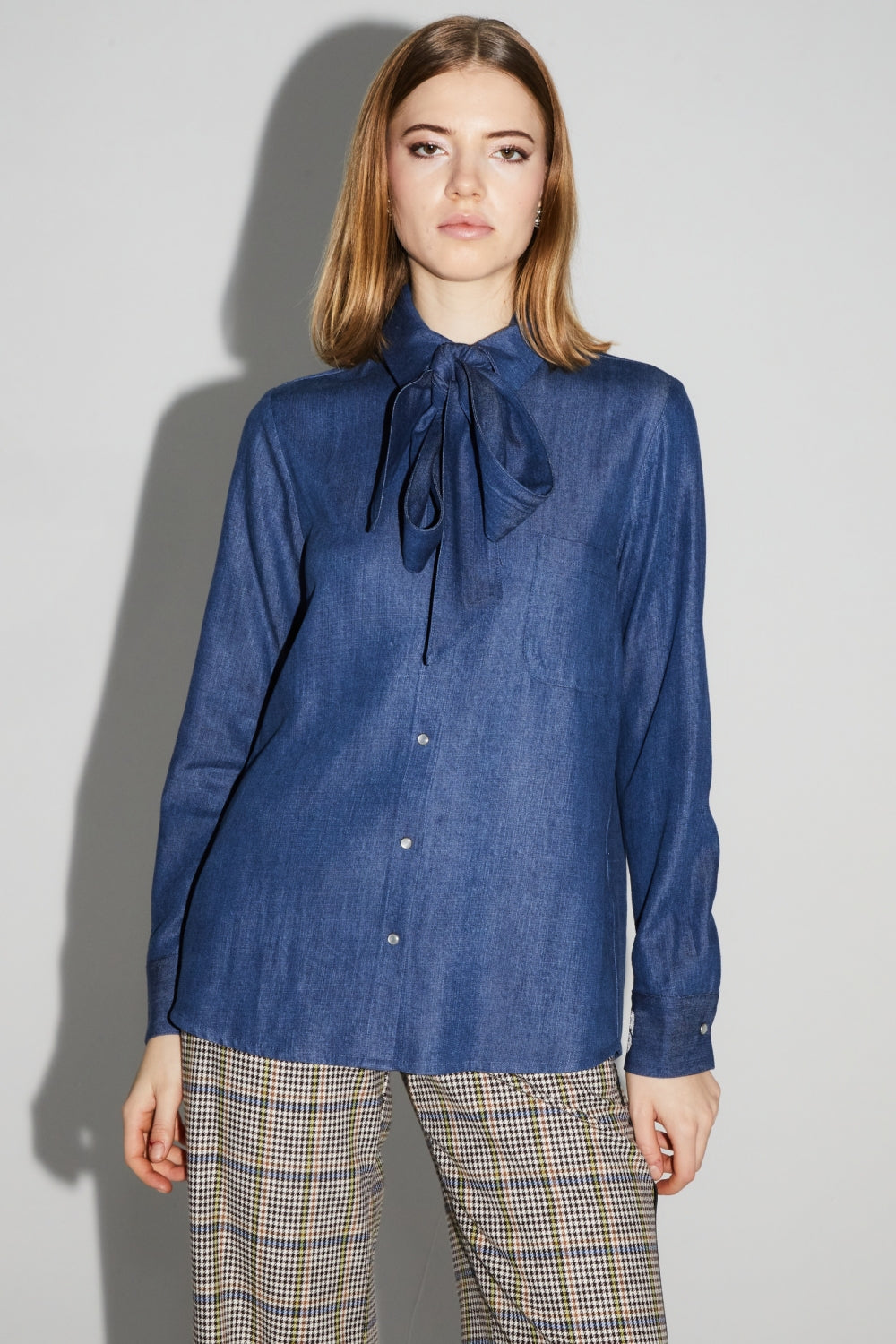 Camisa Lou Lyocell Blue Fabricada En Italia - Azul