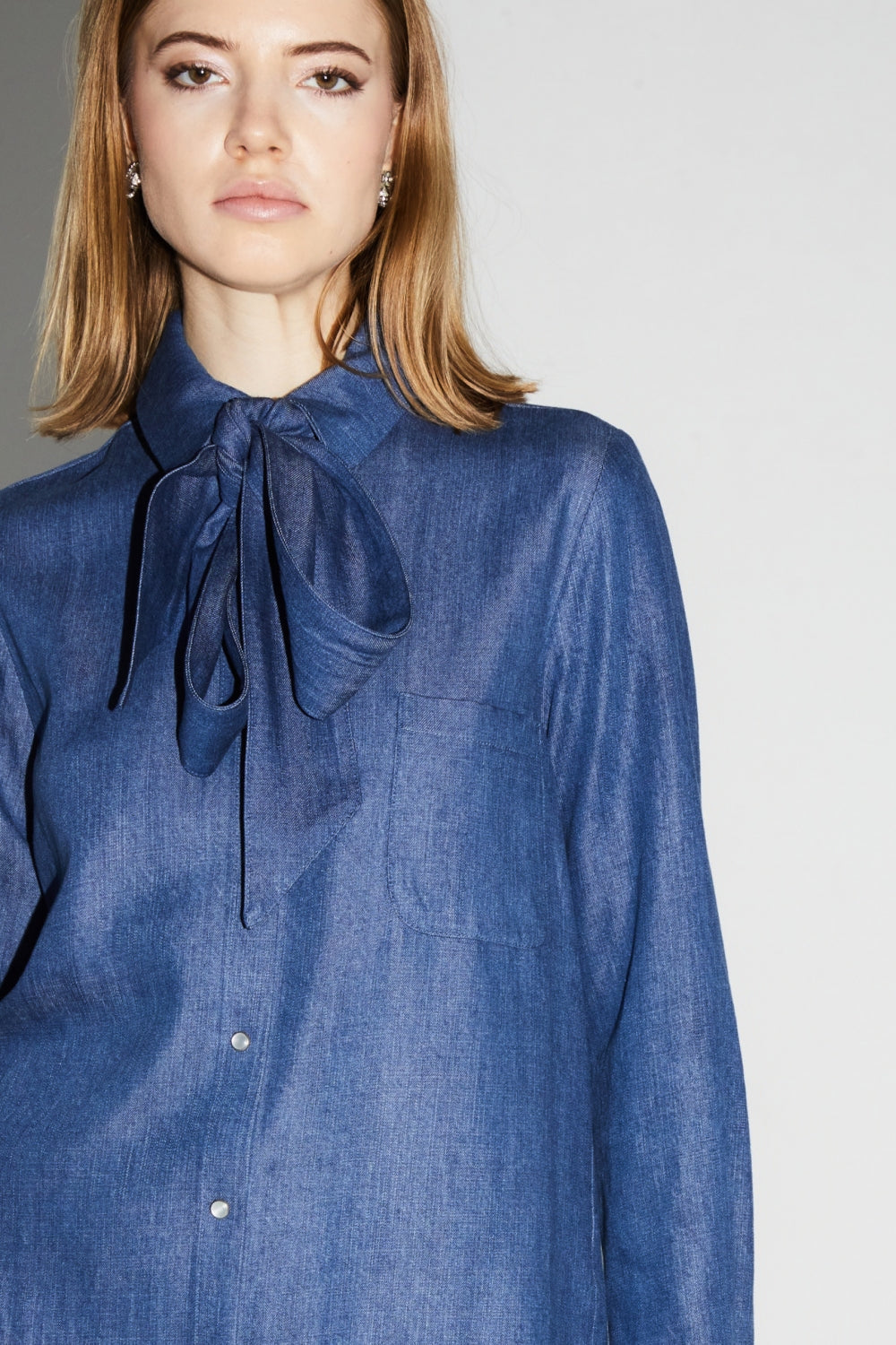 Camisa Lou Lyocell Blue Fabricada En Italia - Azul