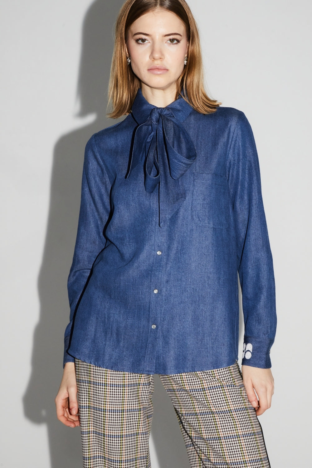 Camisa Lou Lyocell Blue Fabricada En Italia - Azul