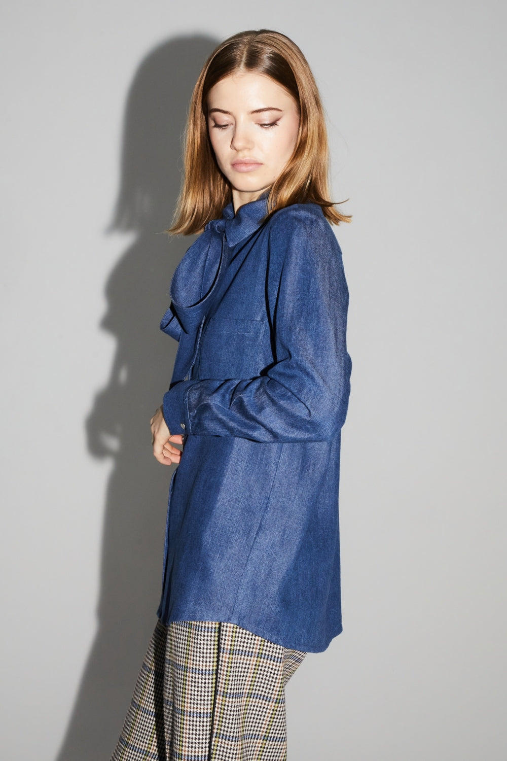 Camisa Lou Lyocell Blue Fabricada En Italia - Azul